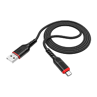 Кабель HOCO X59 USB (m)-microUSB (m) 1.0м 2.4A нейлон черный (1/30/300)