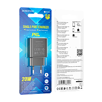 Сетевое З/У Borofone BA71A 1USB/Type-C 20W QC3.0 черный (1/75/300)