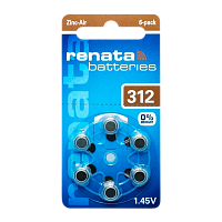 Батарейка Renata ZA312 BL6 Zinc Air 1.45V (6/60/300/3000)