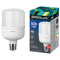 Лампа светодиодная Ergolux HW E40 50W 6500К 150-270V цилиндр матовая (1/5/20)