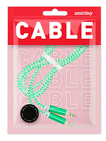Кабель AUX Smartbuy Jack 3.5mm (m)-Jack 3.5mm (m) 1м нейлон зеленый (1/100)