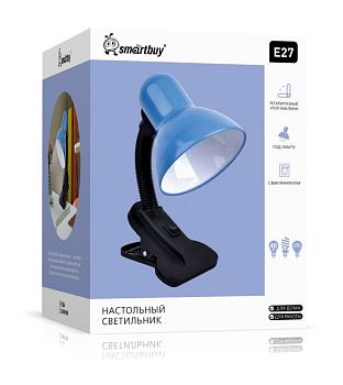 Светильник настольный Smartbuy E27 прищепка голубой