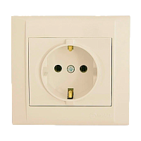Розетка Makel Defne 1гн. 16A С/З со шторкой керамика кремовый 42010009 (1/12)