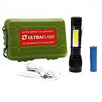 Фонарь туристический Ultraflash LED5333 3W 1LED+COB от аккумулятора черный (1/60)