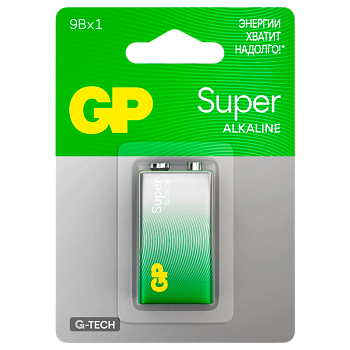 Батарейка GP Super G-Tech Крона 6LR61 BL1 Alkaline 9V (1/10/200)
