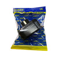 Разветвитель Toker 2Т 2р.С/З в индивидуальной упаковке с подвесом черный (1/50)