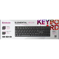Клавиатура проводная Defender HB-239 RU Elemental классическая USB 1.8м черный (1/20)