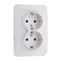 Розетка Makel Lillium Natural 2гн. 16A С/З белый 55082 (1/12)