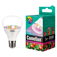 Лампа светодиодная Camelion 20W 220-240V груша ФИТО для аквариумов и растений прозрачная (1/20)