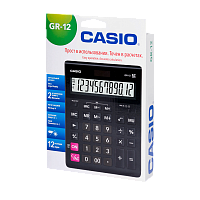 Калькулятор полноразмерный Casio GR-12 12-разрядный для бухгалтеров черный (1/10/40)