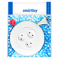 Удлинитель Smartbuy 3р.Б/З 10A 3.0м ПВС 2x1мм² круглый белый (1/40)