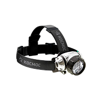 Фонарь налобный Космос H7 7LED от батареек 3 ур.ярк. черный (1/25/100)