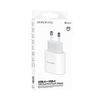 Сетевое З/У Borofone BA62A 1USB/Type-C 2.4A белый