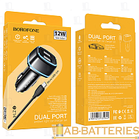 Автомобильное З/У Borofone BZ14 2USB 2.4A с кабелем microUSB черный (1/44/176)
