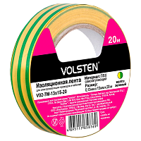 Изолента Volsten 15мм*20м ПВХ желто-зеленый (1/10/200) 