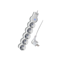 Удлинитель Космос 5р.С/З 10A 1.5м с выкл. ПВС 3х0.75мм² IP20 белый (1/30)