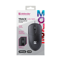 Мышь проводная Defender MB-989 Trace классическая USB черный (1/100) 