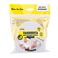 Клейкая лента Aviora 30мм*3м двусторонняя акрил 2мм НАНОЛЕНТА прозрачный (1/12)