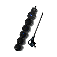 Удлинитель Космос 5р.С/З 10A 1.5м с выкл. ПВС 3х0.75мм² IP20 черный (1/30)