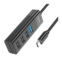 USB-Хаб HOCO HB25 4USB Type-C (m) USB3.0 0.3м черный (1/18/180) 