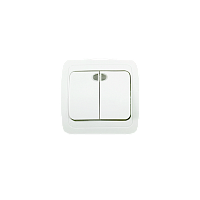 Выключатель Прогресс Slim 2-клав.10A ABS + Керамика с индикатором белый (1/10/200)