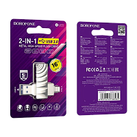 Флеш-накопитель Borofone Soul BUD3 16GB USB3.0 Type-C (m) металл серый (1/25) 