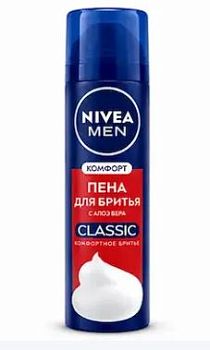 Пена для бритья Nivea Men Комфорт Classic 200мл с алоэ (1/12)