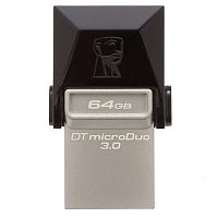 Флеш-накопитель Kingston DataTraveler microDuo 3 64GB USB3.0 microUSB (m) металл черный