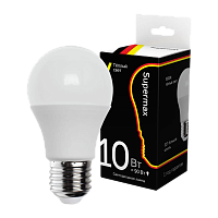 #Лампа светодиодная Supermax A60 E27 10W 3000К 230V груша (1/10/80)