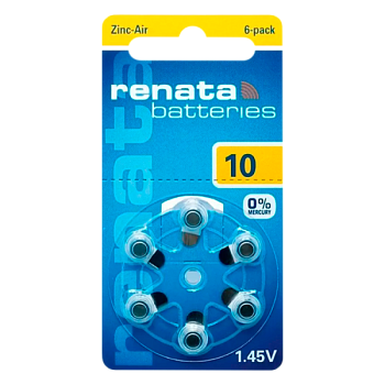 Батарейка Renata ZA10 BL6 Zinc Air 1.45V (6/60/300/3000)