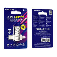 Флеш-накопитель Borofone Soul BUD3 32GB USB3.0 Type-C (m) металл серый (1/25) 