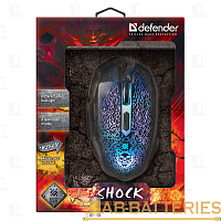 Мышь проводная Defender GM-110L Shock игровая USB черный (1/40) 