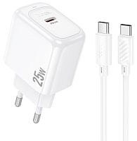 Сетевое З/У HOCO CS53A Type-C 3.0A 25W с кабелем Type-C белый (1/28/168)