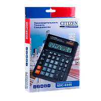 Калькулятор полноразмерный Citizen SDC-444S 12-разрядный для бухгалтеров черный