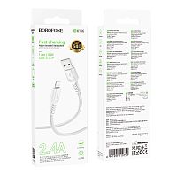 Кабель Borofone BX116 USB (m)-Lightning (m) 1м 2.4A ПВХ белый (1/360)