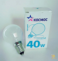 Лампа накаливания Космос E14 40W 230V шар матовая