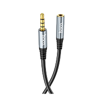 Кабель AUX HOCO UPA20 Jack 3.5mm (f)-Jack 3.5mm (m) 1м нейлон серый (1/31/310)