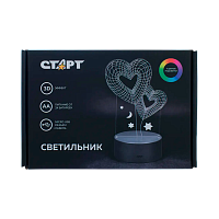 Светильник настольный Старт "3D Сердце" 2W 220V на основании сенс. черный