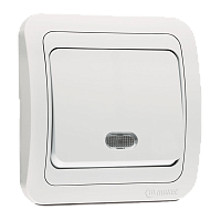 Выключатель Makel Light Mimoza 1-клав.10A пластик белый 12021 (1/12)