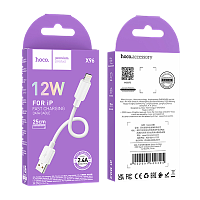Кабель HOCO X96 Lightning (m)-USB (m) 0.25м 2.4A 12W силикон белый