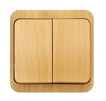 Выключатель Smartbuy "Юпитер" 2-клав.10A светлое дерево