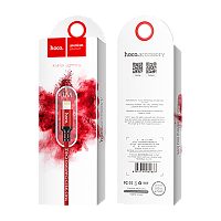 Кабель HOCO X14 USB (m)-Lightning (m) 1м 2.0A нейлон красный черный (1/33/330)
