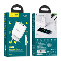 Сетевое З/У HOCO N6 2USB 3.0A QC3.0 с кабелем microUSB белый (1/12/120)
