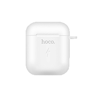 Зарядный чехол HOCO CW22 для Airpods 0.5A силикон беспр. зар. Qi белый (1/22/220)