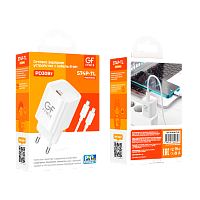 Сетевое З/У GFPower S74P-TL Type-C 30W QC3.0 с кабелем Type-C-Lightning белый (1/30/180) 