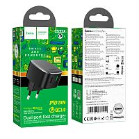 Сетевое З/У HOCO CS32A 1USB+1Type-C 20W QC3.0 черный (1/12/120) 