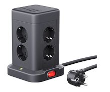 Сетевой фильтр Defender ILS 453 8р.С/З 16A 3.0м 2USB+2Type-C 350 Дж ПВС 3x1.5мм² с выкл. черный (1/1