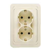 Розетка Makel Mimoza 2гн. 16A С/З кремовый 25082 (1/12)