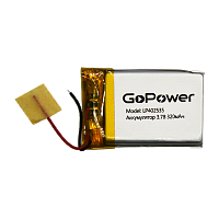 Аккумулятор Li-Pol GoPower LP402535 PK1 3.7V 320mAh с/з (1/10/250)