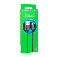 Кабель Borofone BX87 USB (m)-Lightning (m) 1м 2.4A нейлон черный (1/1000)